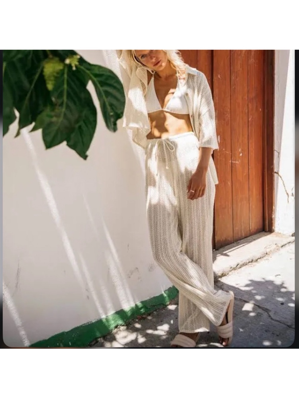 Billabong Cream Knit Crochet Beach Pants